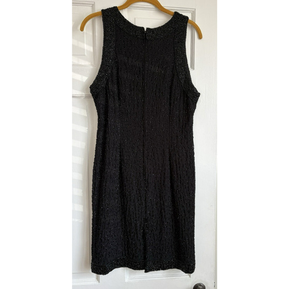Vintage Lawrence Kazar Beaded Black Dress Size Large Y2K Sleeveless - Picture 2 of 9